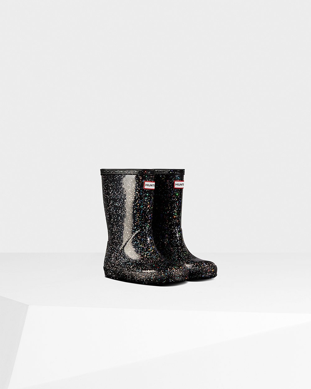 Hunter Original First Giant Glitter Rain Boots - Sale Kids Black - OMYUKH106